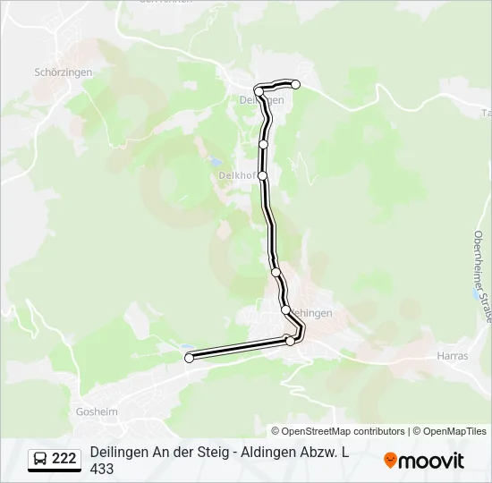 Автобус 222: карта маршрута