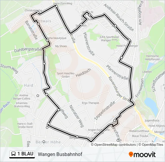 1 BLAU Bus Line Map