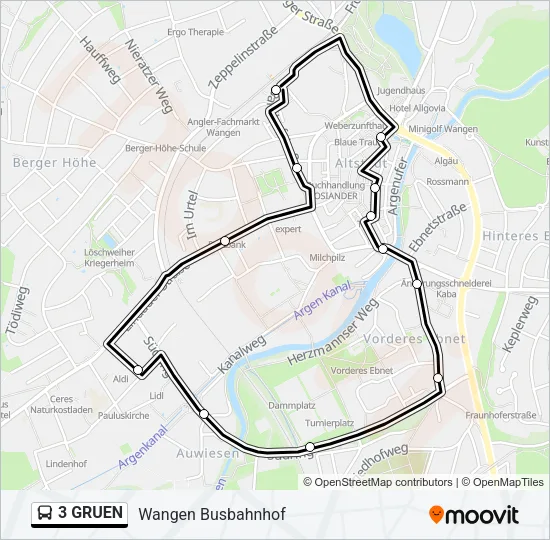 3 GRUEN Bus Line Map