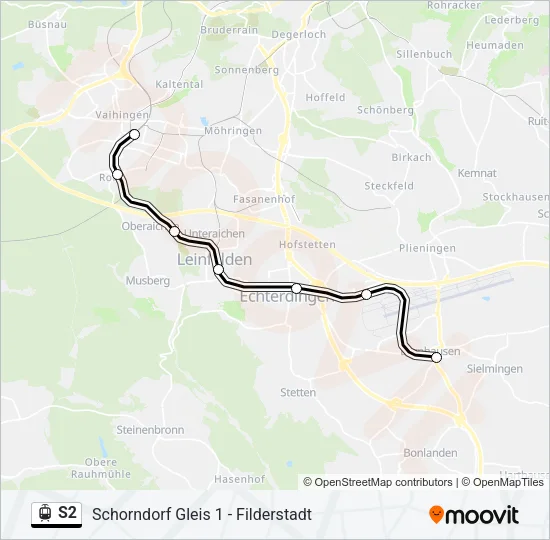 Straßenbahnlinie S2 Karte