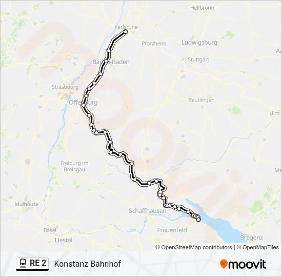 RE 2 Train Line Map