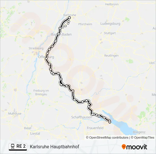 RE 2 Train Line Map