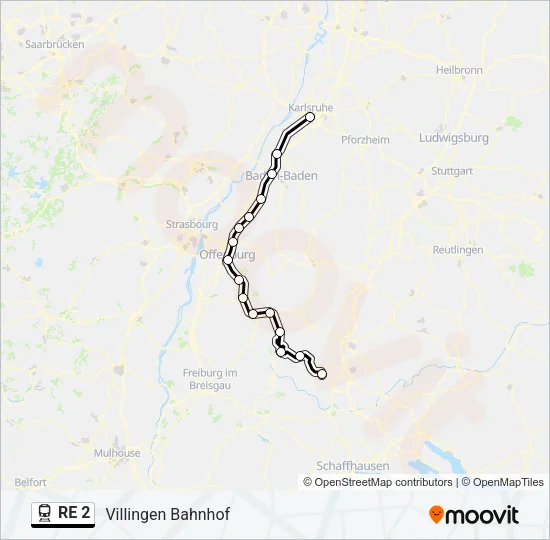 RE 2 Train Line Map