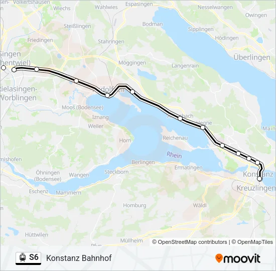 Трамвай S6: карта маршрута