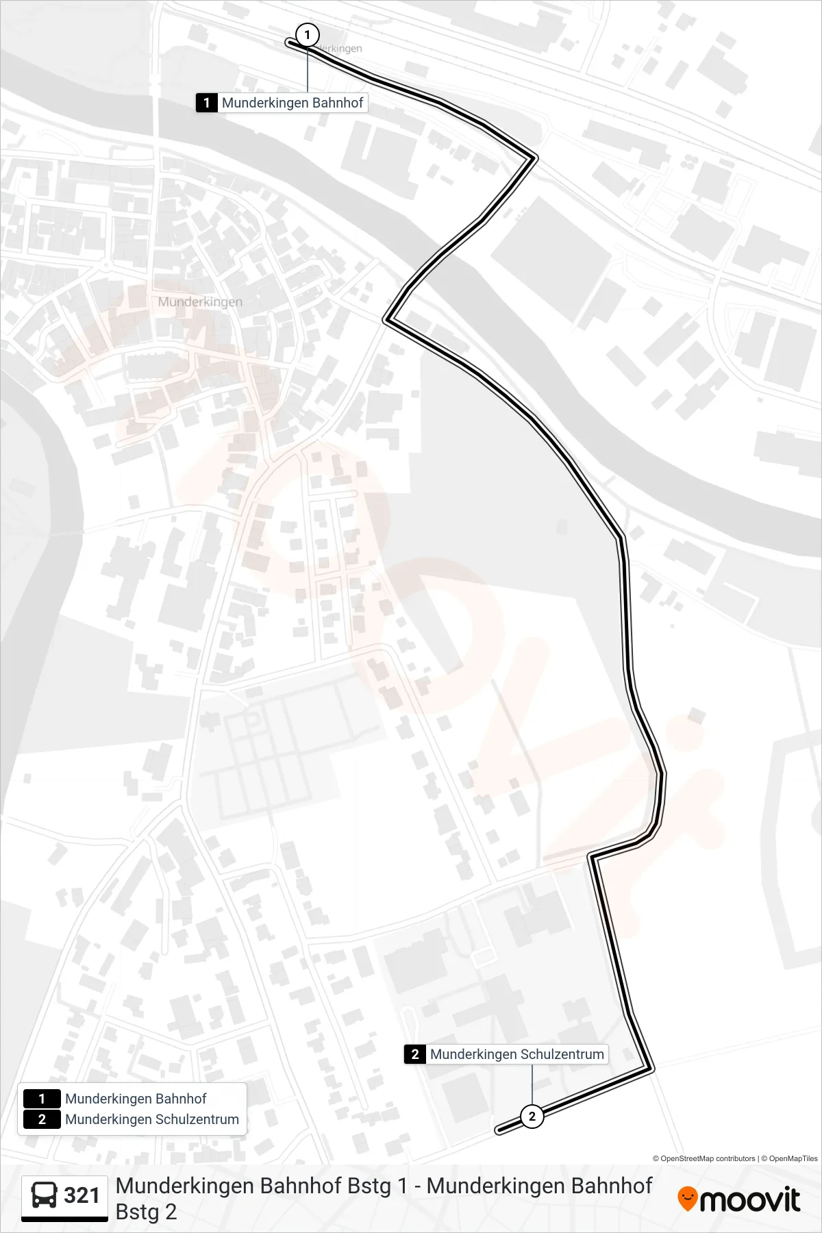 Linie 321 (Bus) Richtung Munderkingen Schulzentrum: Route und Haltestellen auf der Karte
