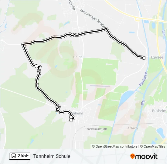 255E Bus Line Map
