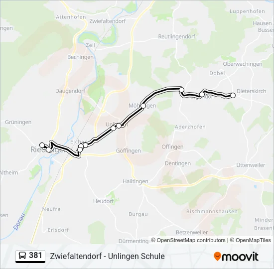 381 Bus Line Map