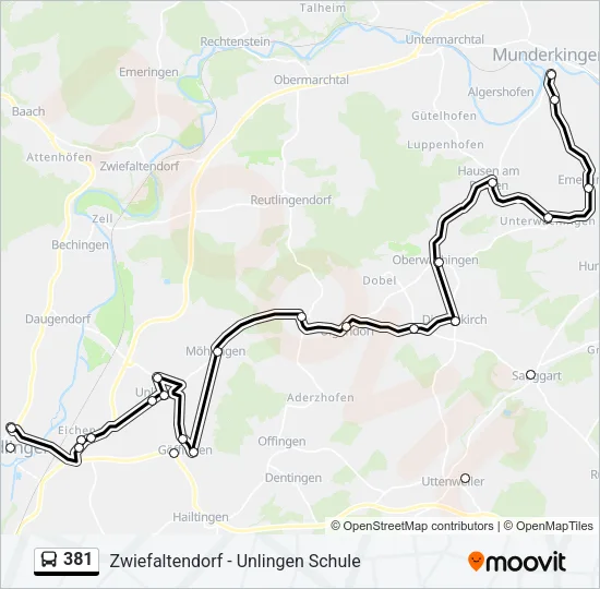 381 Bus Line Map