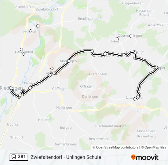 381 Bus Line Map