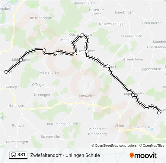 381 Bus Line Map