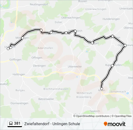 381 Bus Line Map