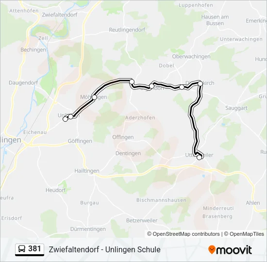 381 Bus Line Map