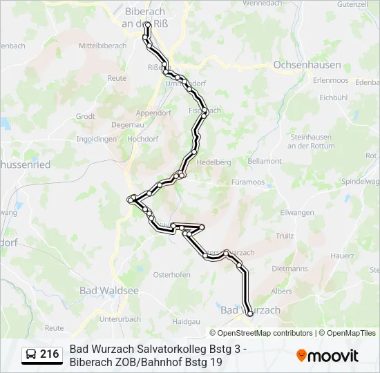 216 Bus Line Map