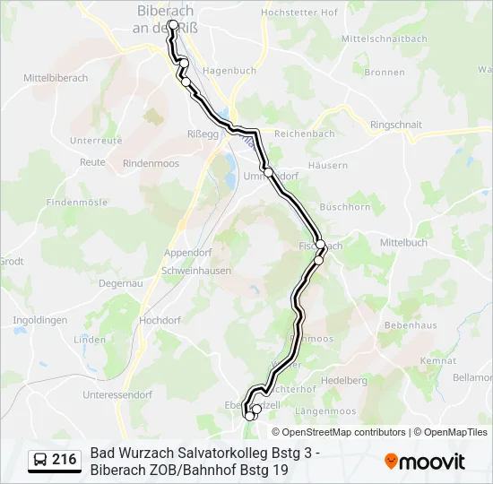 Автобус 216: карта маршрута