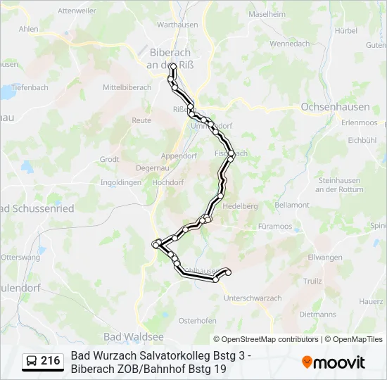 216 Bus Line Map