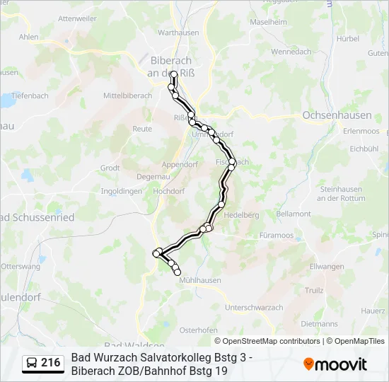 216 Bus Line Map