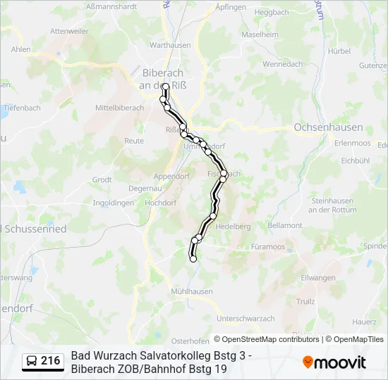 216 Bus Line Map