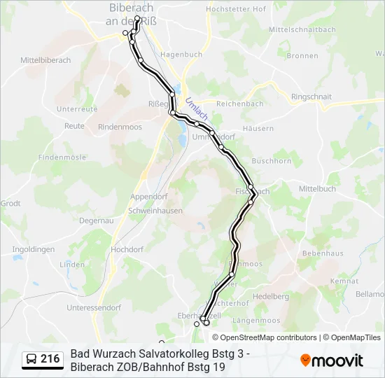 216 Bus Line Map