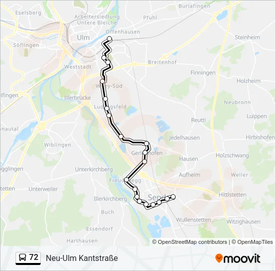 72 Bus Line Map