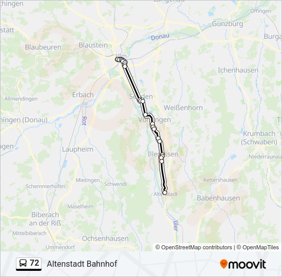 Автобус 72: карта маршрута