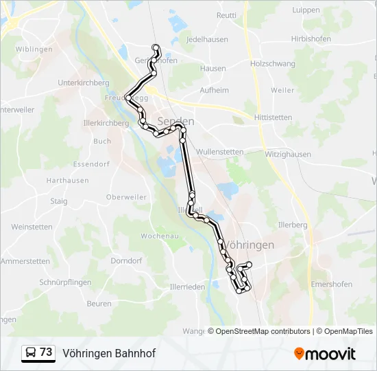 73 Bus Line Map