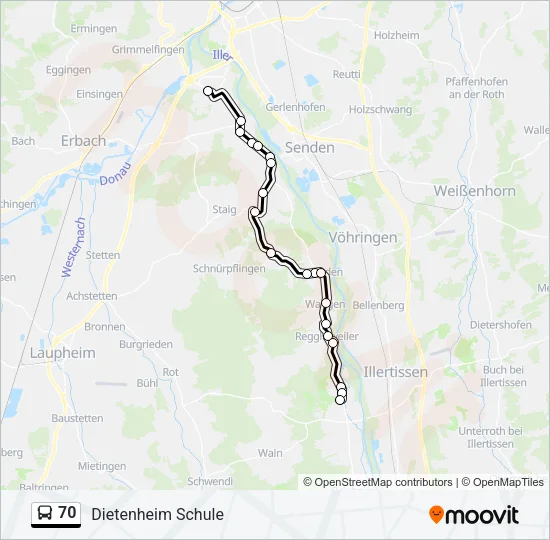 70 Bus Line Map