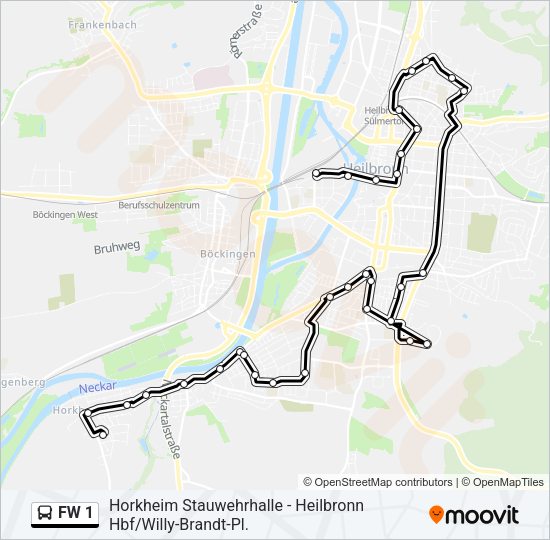 FW 1 Bus Line Map