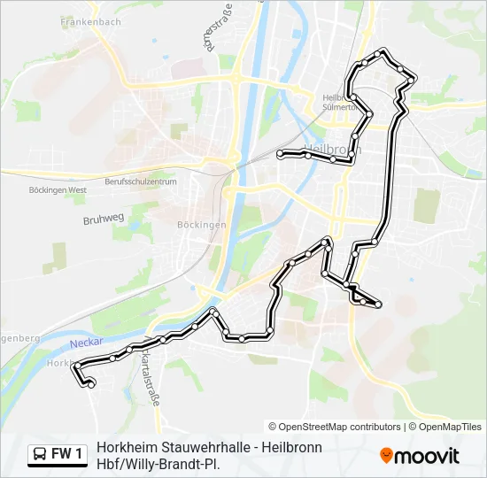 FW 1 Bus Line Map