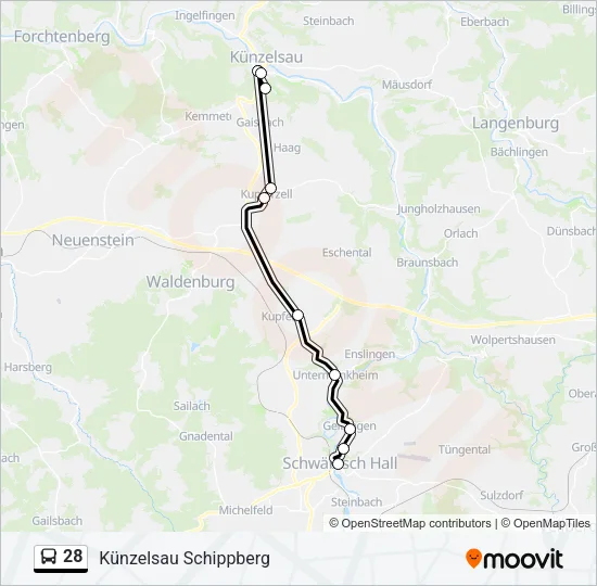 28 Bus Line Map