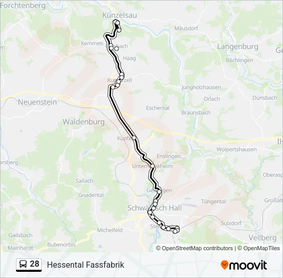 28 Bus Line Map