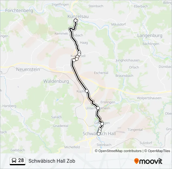 28 Bus Line Map