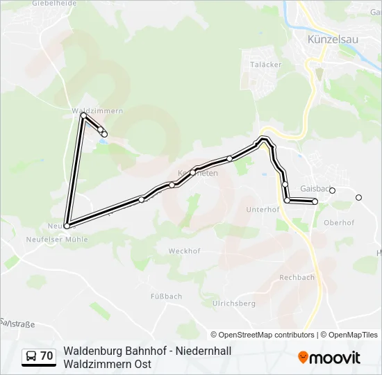 70 Bus Line Map