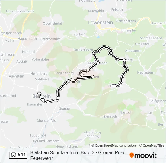 644 Bus Line Map