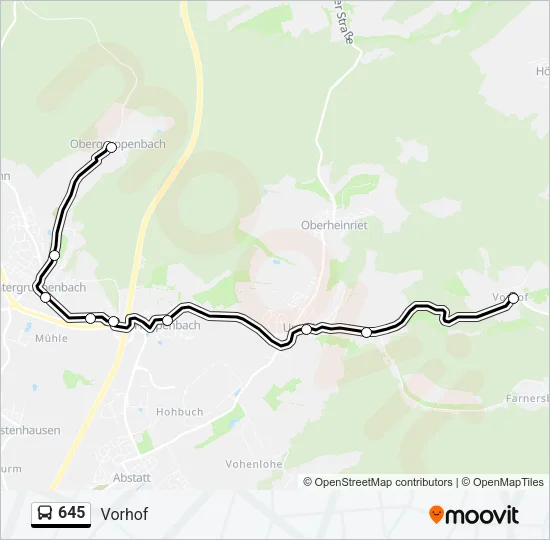645 Bus Line Map