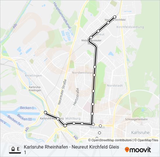 e Route: Fahrpläne, Haltestellen & Karten - Karlsruhe Rheinhafen ...