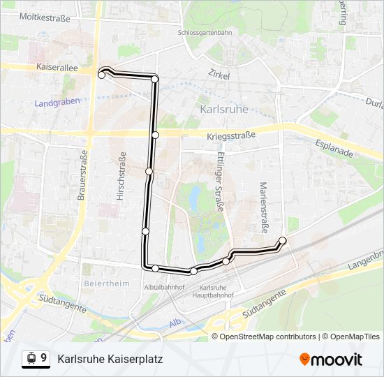 Трамвай 9: карта маршрута