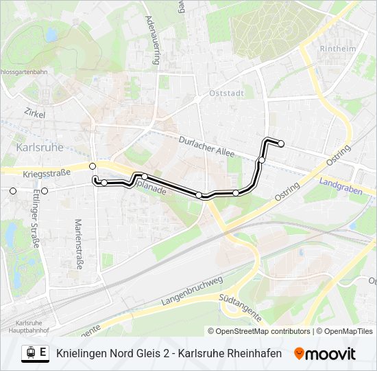 e Route: Fahrpläne, Haltestellen & Karten - Karlsruhe Einfahrt Über Gl ...