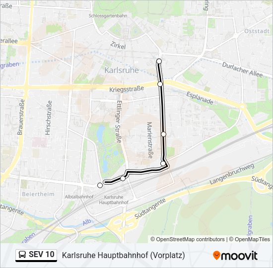 Автобус SEV 10: карта маршрута