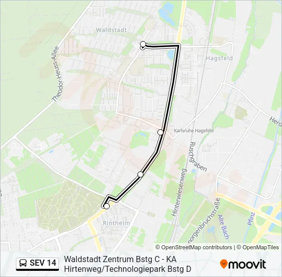 SEV 14 Bus Line Map