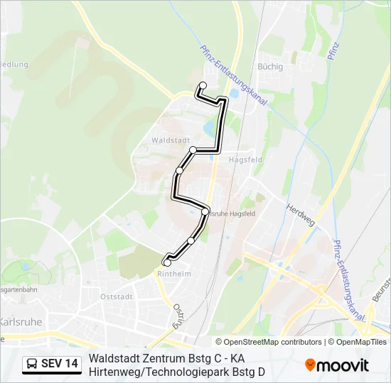 SEV 14 Bus Line Map