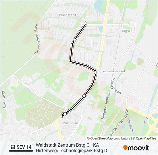 SEV 14 Bus Line Map