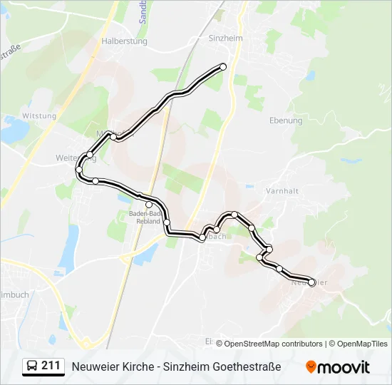 211 Bus Line Map