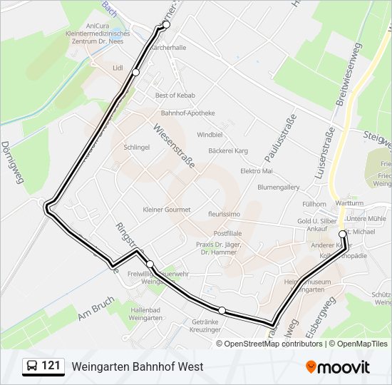 121 Bus Line Map