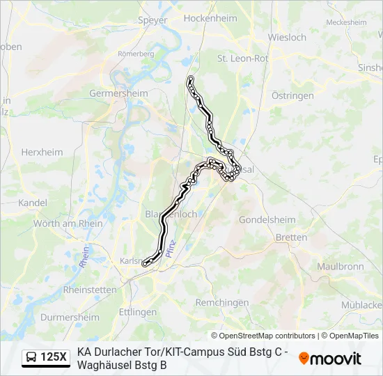 125X Bus Line Map