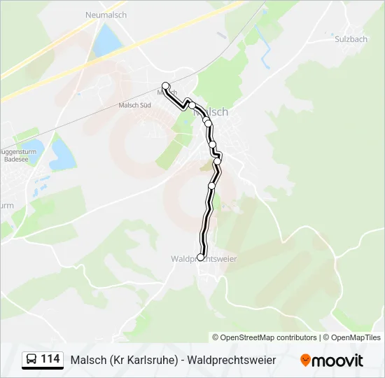 114 Bus Line Map