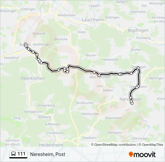 111 Bus Line Map