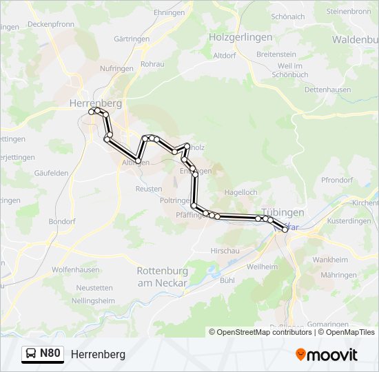 N80 Bus Line Map