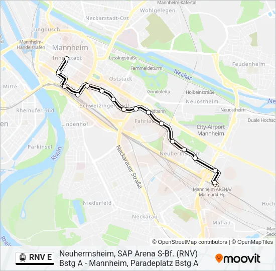 RNV E Light Rail Line Map