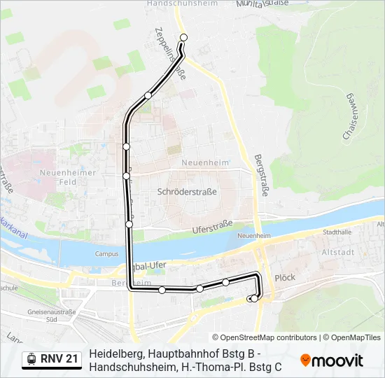 RNV 21 Light Rail Line Map