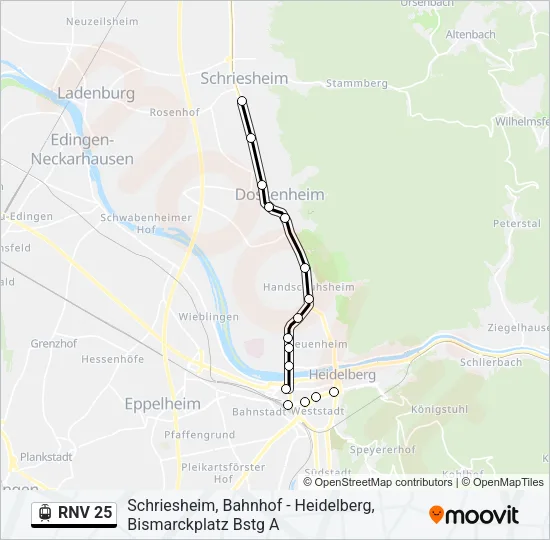 RNV 25 Light Rail Line Map